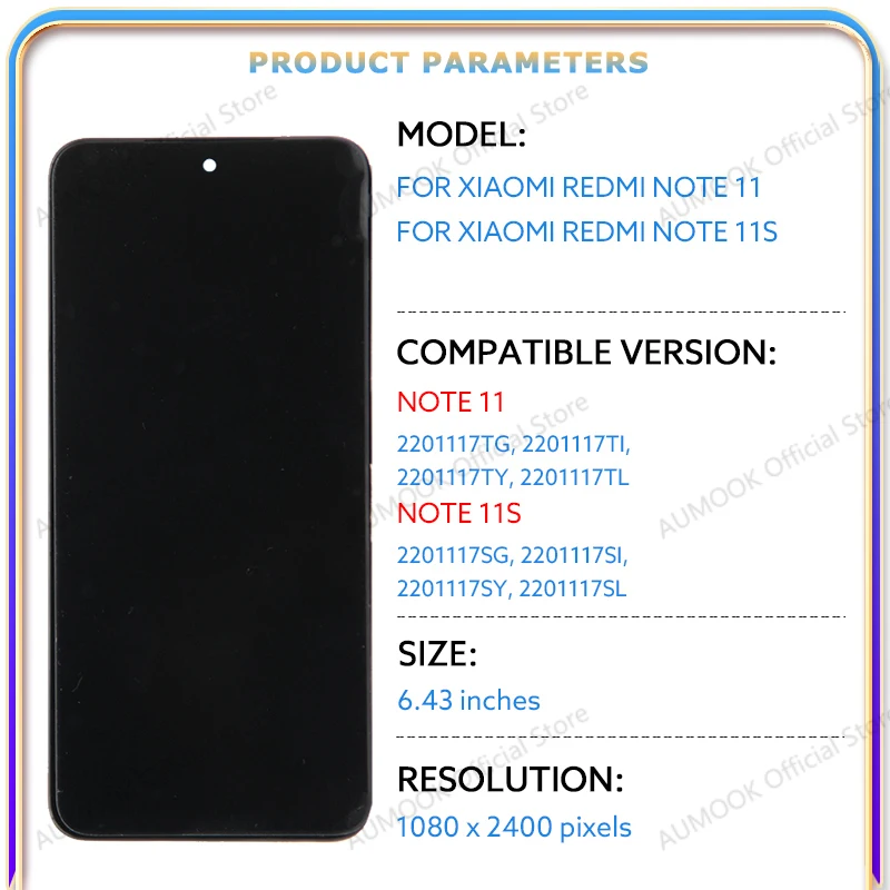 Pantalla LCD AMOLED para Xiaomi Redmi Note 11 11S, montaje de Panel digitalizador con pantalla táctil, 2201117TG, 2201117SG