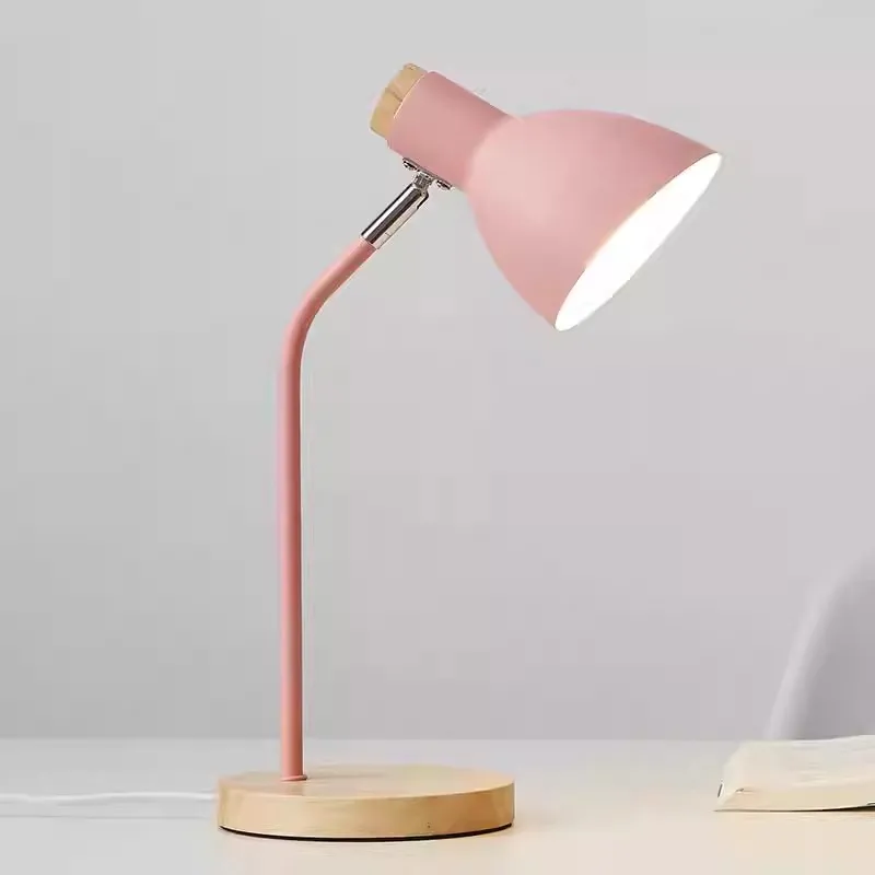 Lámpara LED nórdica creativa para sala de estar, decoración de escritorio de aprendizaje de macarrón moderna y sencilla de madera maciza