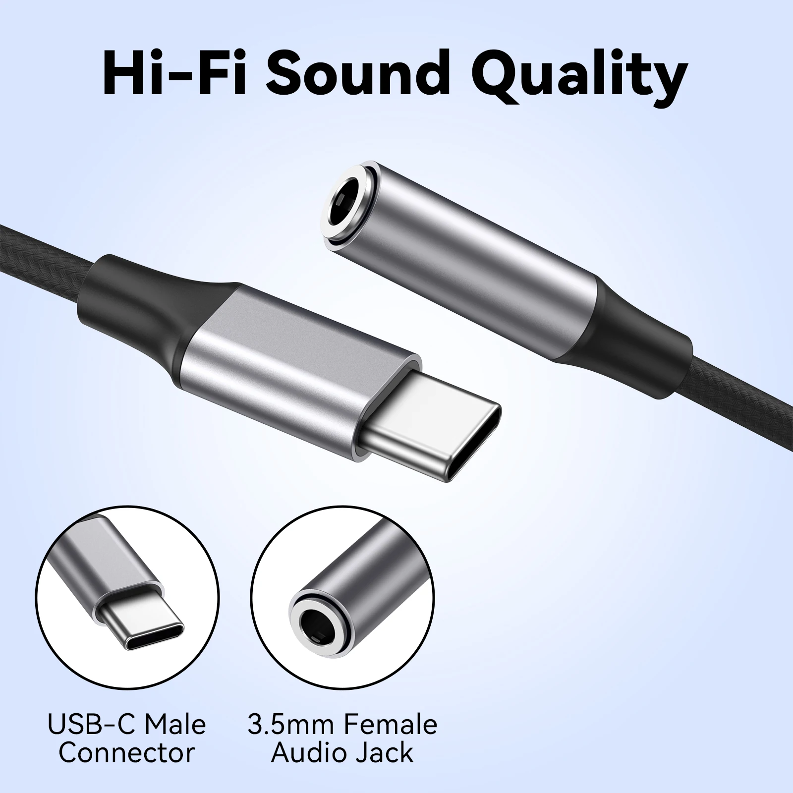 Adaptador de auriculares tipo C a conector de 3,5mm USB-C 3,5mm convertidor de Cable de Audio para IPhone 15 15 Pro MAX Samsung Galaxy Huawei Xiaomi