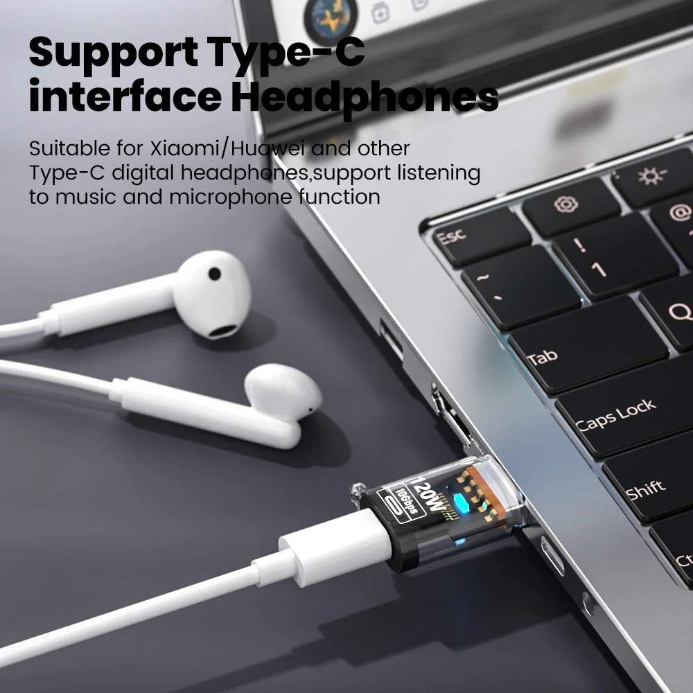 Adaptador OTG NNBILI 120W USB3.2 Gen2 Hembra a USB-C Macho, Carga Rápida y Sincronización de Datos para iPhone 16 15 Pro Max, Samsung, iPad, Laptop, PC