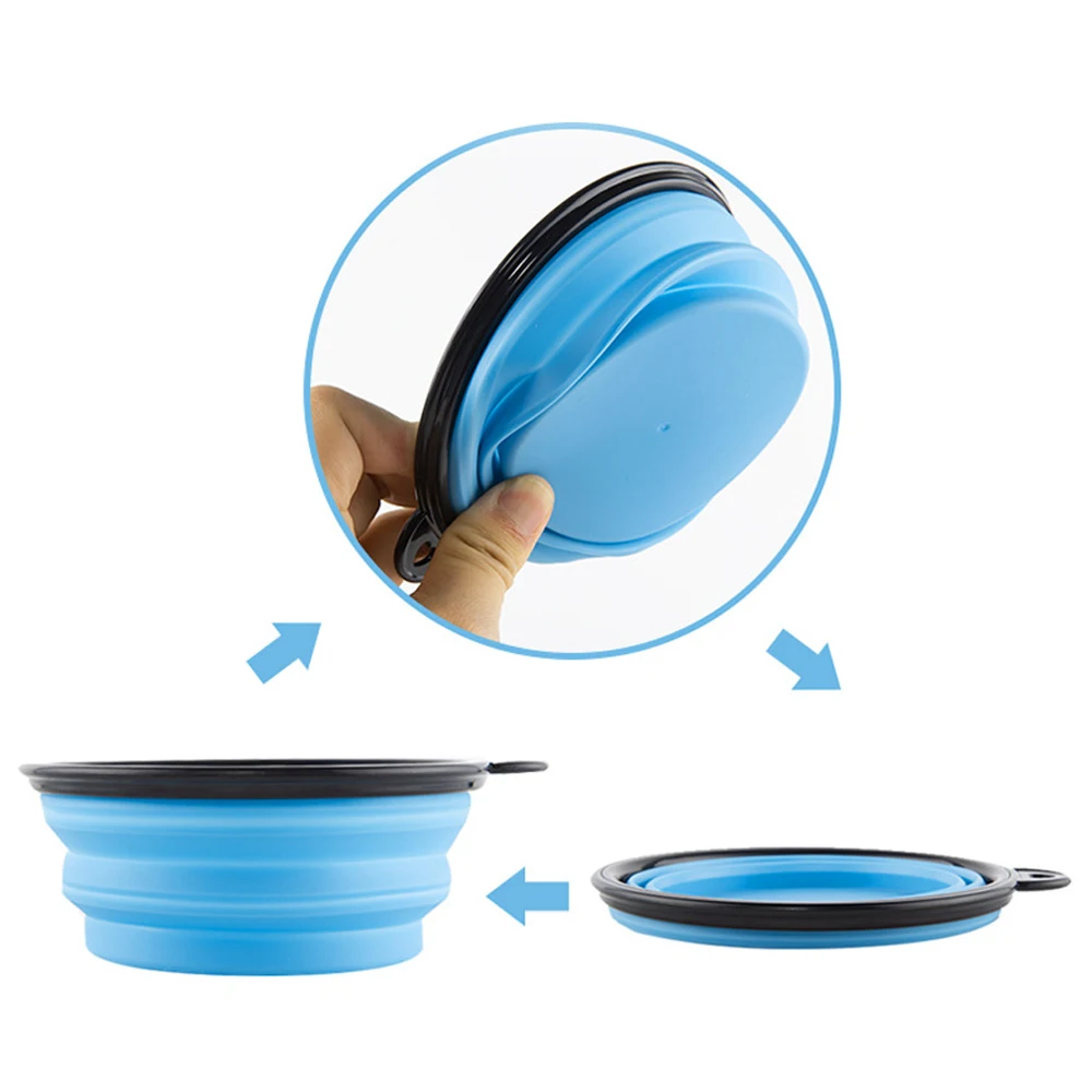 Cuenco de silicona suave para mascotas, recipiente plegable portátil de viaje para comida, agua, almacenamiento colgante, sin olor, 350ml, 1 unidad