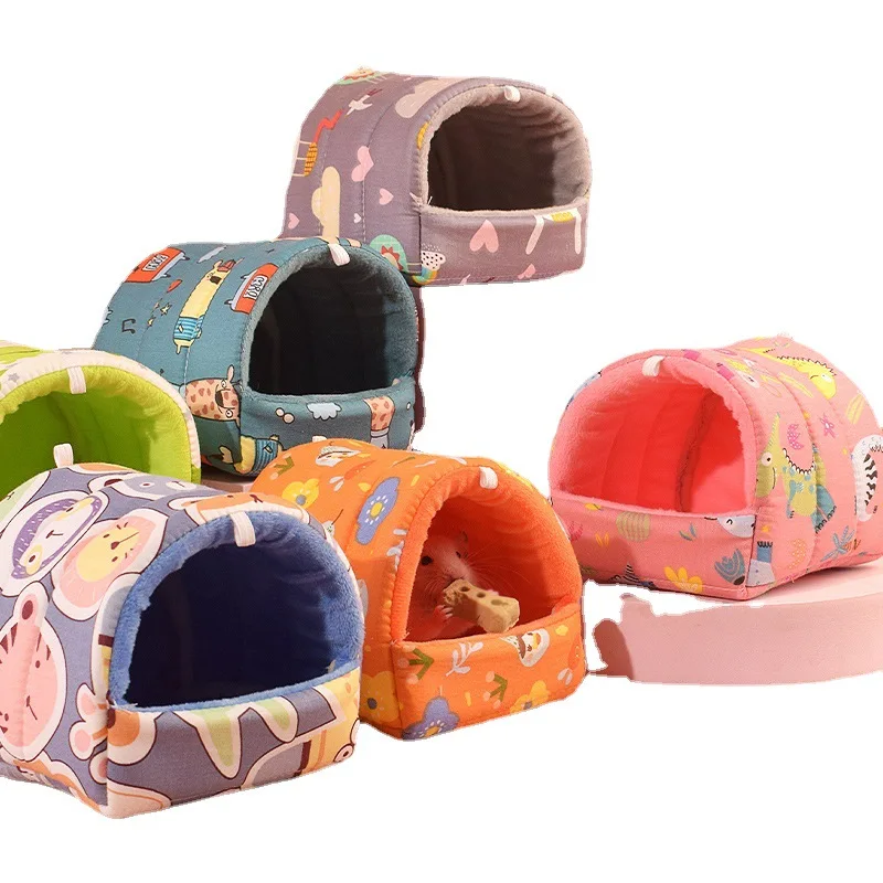 Mini jaula bonita para conejo, ardilla, estera de algodón cálida para invierno, nido de conejillo de indias, casa para hámster, Animal PEQUEÑO, cama para dormir, jaula colgante para mascotas