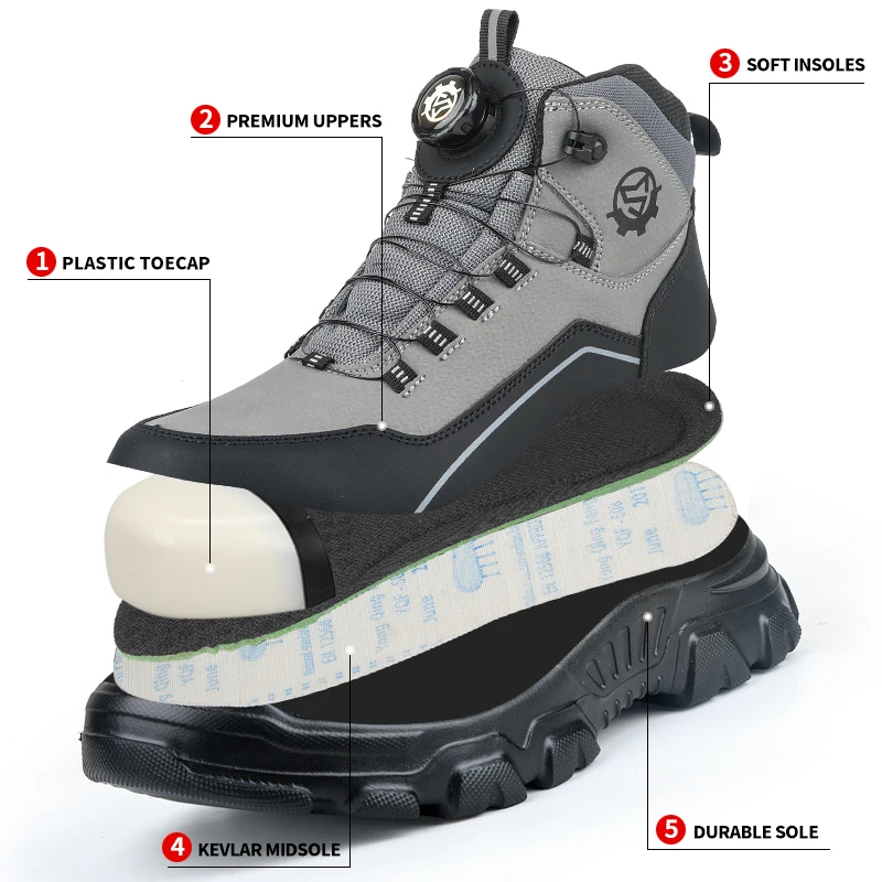 Zapatos de Seguridad de Caña Alta con Hebilla Giratoria, Resistentes a Impactos y a Pinchazos, Aptos para Trabajo, Protección Laboral, Manipulación