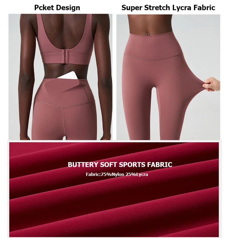 Conjunto Deportivo de Dos Piezas para Mujer, Color Sólido, Elástico, Suave, Transpirable, para Gimnasio, Entrenamiento, Running, Ropa Deportiva Femenina
