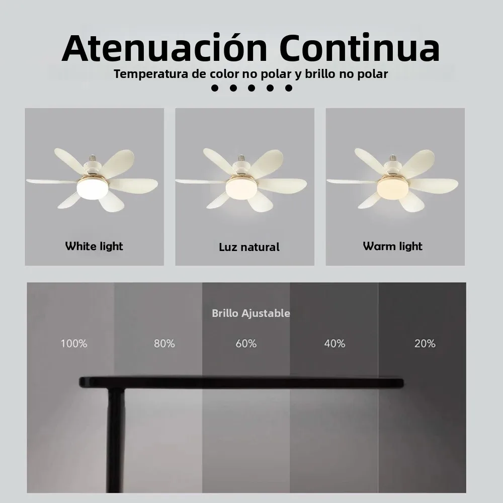 E26 E27 Base de uso doméstico LED ventilador de techo luz inalámbrica remota ventilador inteligente luz 42cm 52cm ventilador de techo para habitación Oficina estudio cocina