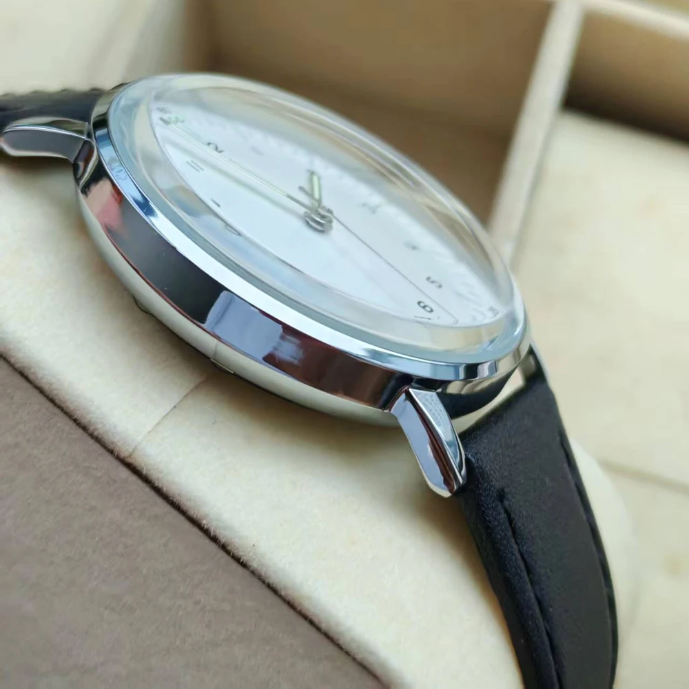 Reloj de Pulsera Mecánico Minimalista, Unisex, Movimiento Automático, Cristal Vintage, Diseño de Marca