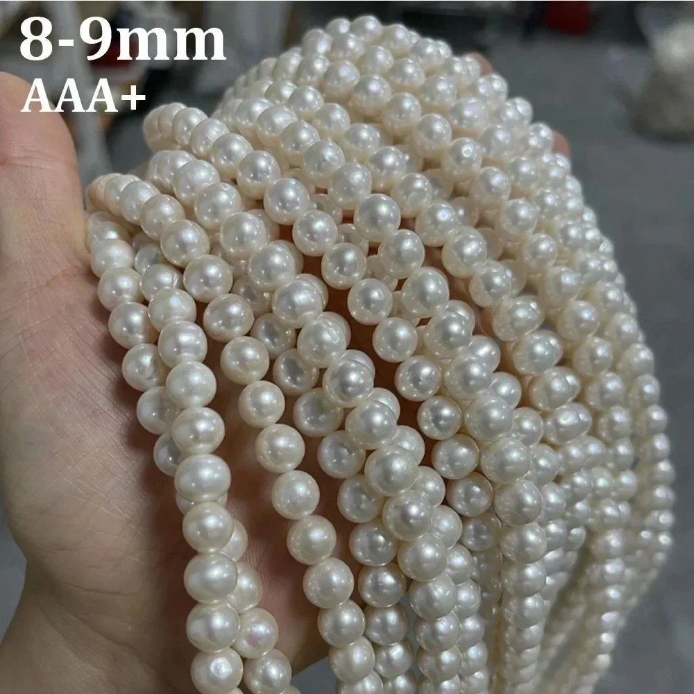 Perlas naturales de agua dulce casi redondas de alta calidad AAA para fabricación de joyas, suministros, accesorios para pulseras y collares DIY