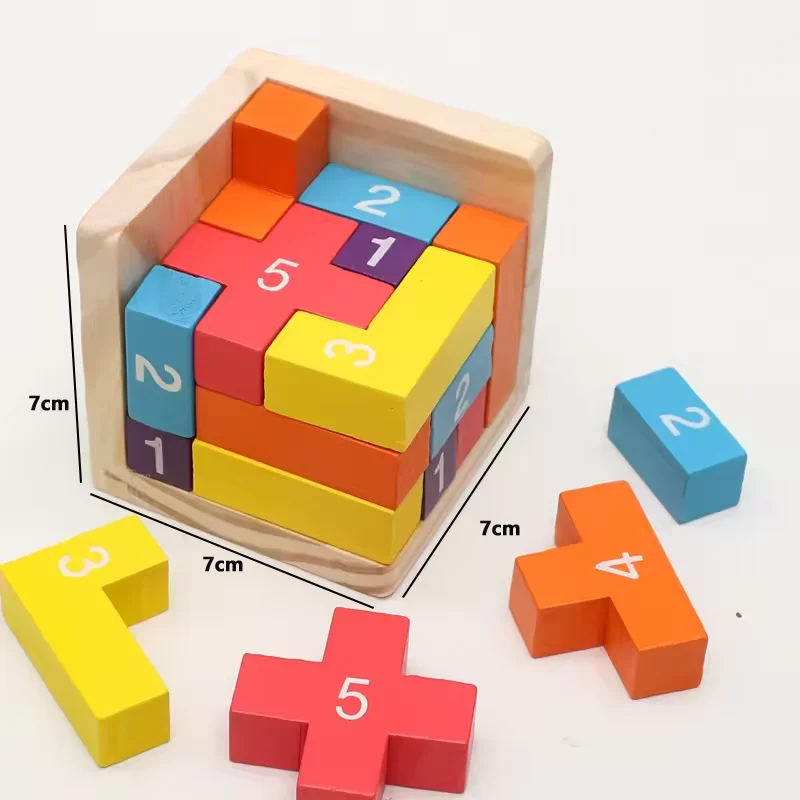 Rompecabezas de cubo 3D Luban entrelazado juguete educativo creativo de madera cerebro IQ mente juego de aprendizaje temprano regalo para niños letra 54T