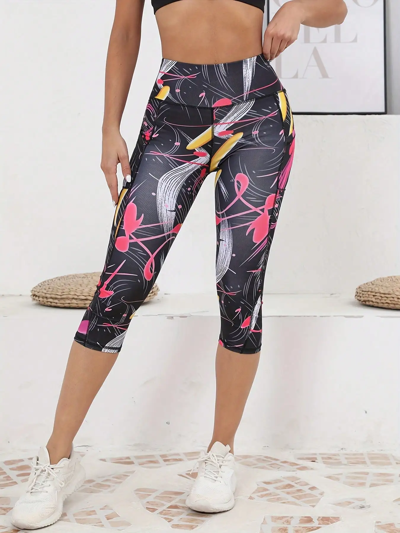 Leggings estampados para mujer con bolsillos, pantalones de yoga de cintura alta, mallas de ejercicio para correr y fitness