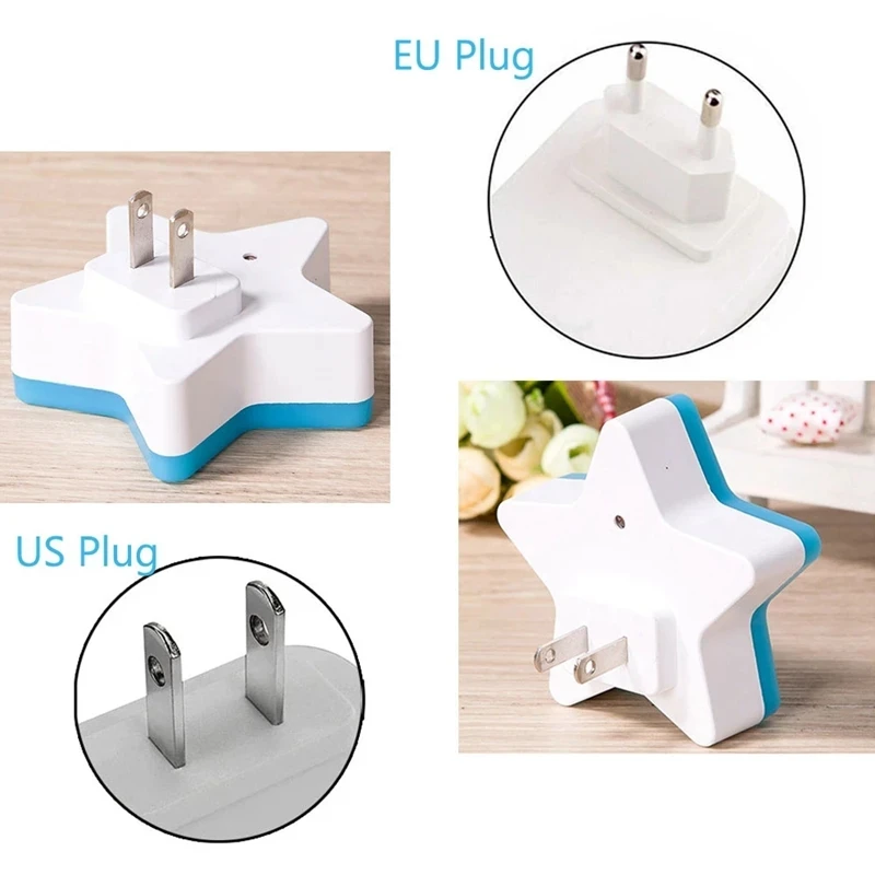 Luces LED de noche de estrellas, lámpara de noche con enchufe europeo/estadounidense, decoración del hogar, dormitorio, mesita de noche, habitación de bebé, sala de estar, iluminación del pasillo