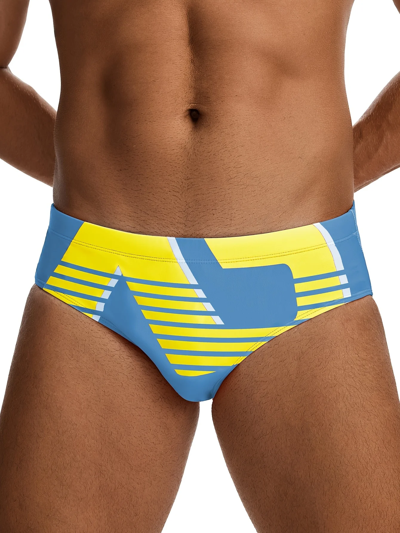 Ropa Interior Masculina con Estampado Gráfico de Triángulos, Traje de Baño para Hombre, Shorts de Baño para Playa de Verano