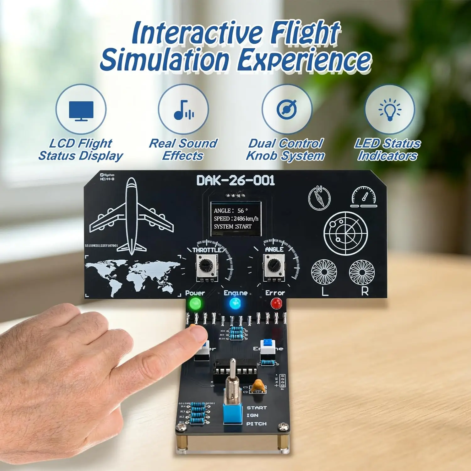 Kit de Soldadura para Simulador de Vuelo DIY con Pantalla LCD, Efectos de Sonido e Indicadores LED, Kit de Aprendizaje de Electrónica STEM para la Escuela