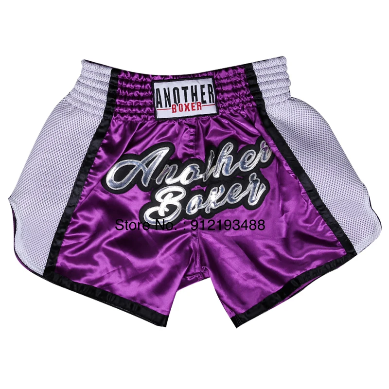 Pantalones cortos Muay Thai, pantalones cortos de boxeo transpirables para hombres, mujeres y niños, pantalones de lucha de corte lateral, pantalones de Kickboxing, ropa de entrenamiento de artes marciales de satén