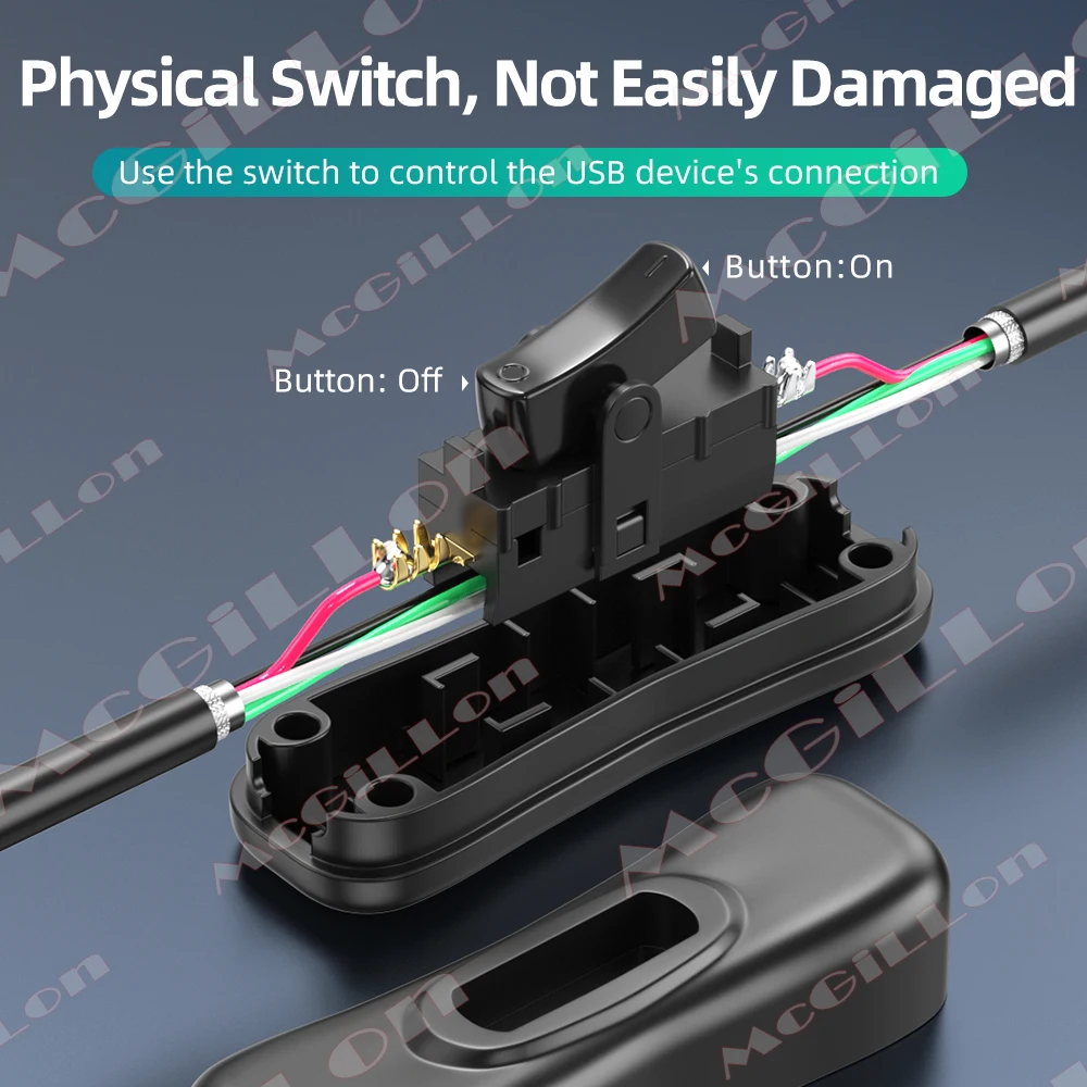 McGiLLon Cable extensor USB 3,0 Cable de extensión macho a hembra con interruptor de encendido y apagado para PC ventilador USB lámpara LED Cable de alimentación del cargador USB