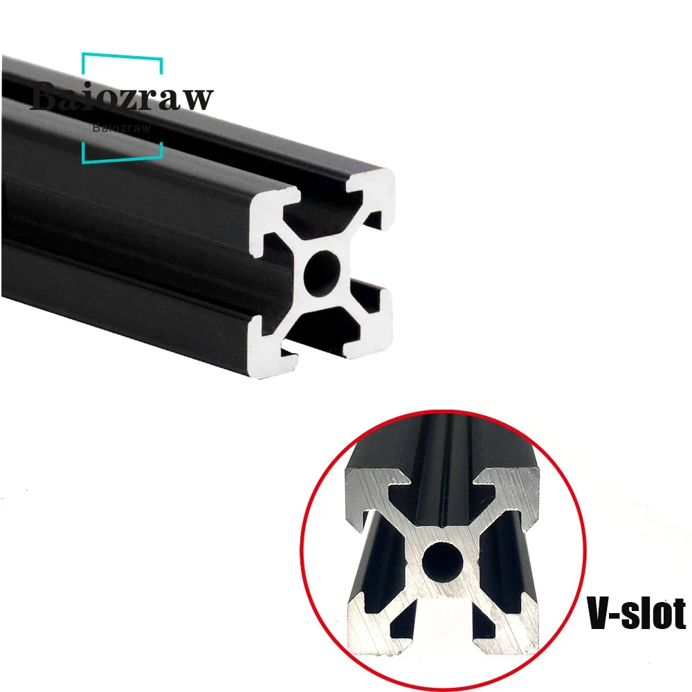 Extrusión de perfil de aluminio con ranura de 100-800mm 2020 V, color negro, para impresora 3D, máquina de grabado CNC, pista de disparo, carpintería, bricolaje, 1 Uds.