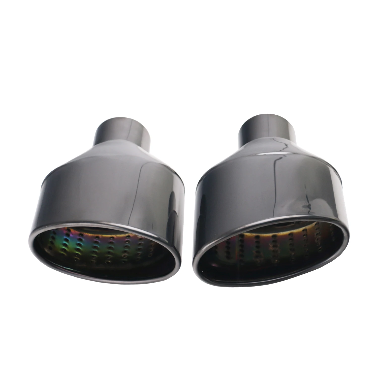 1 unidad de punta de escape ovalada universal de 63 mm para coche, silenciador de acero inoxidable 304 pulido con salida inclinada para RS3 RS4 RS5 A6 A7