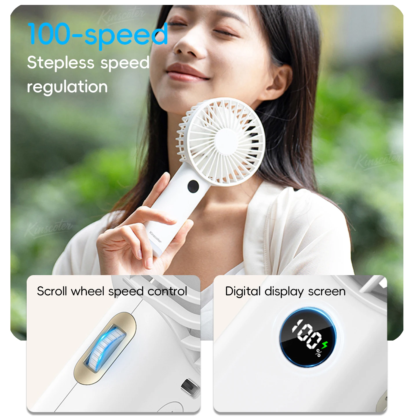 Nuevo Ventilador Personal de Mano Mini Ventilador de Mano USB Portátil 3600mAh Recargable Mini Ventilador con Control de Velocidad Continuo Pantalla Luz Nocturna