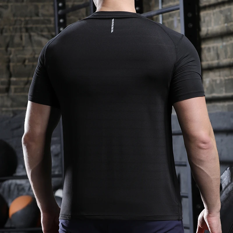 Camisetas finas de seda helada para hombre, Camiseta deportiva de manga corta para correr, sudadera de entrenamiento muscular para gimnasio, chándales ajustados de ajuste seco