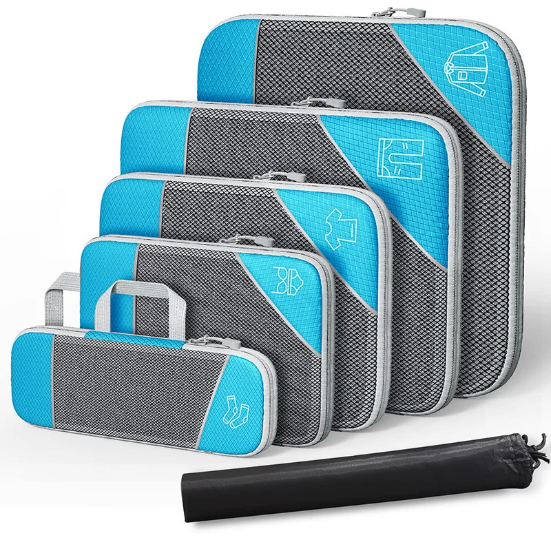 Juego de cubos de embalaje de compresión, bolsa de viaje de malla expandible, organizadores de equipaje, bolsa para viaje, almacenamiento en el hogar, accesorios de equipo de viaje