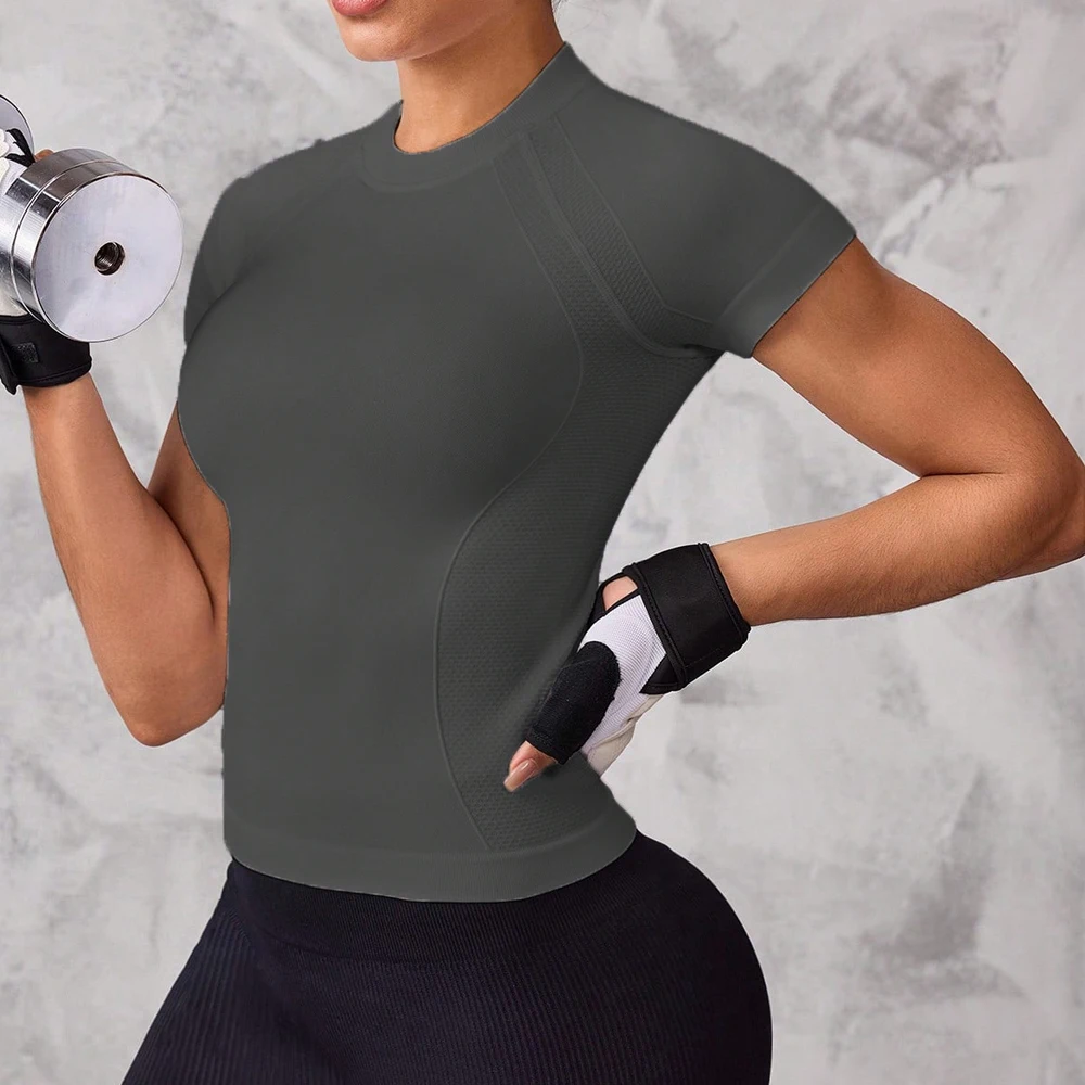 Top Deportivo de Manga Corta para Mujer, Tejido Transpirable y de Secado Rápido, Adecuado para Correr y Yoga
