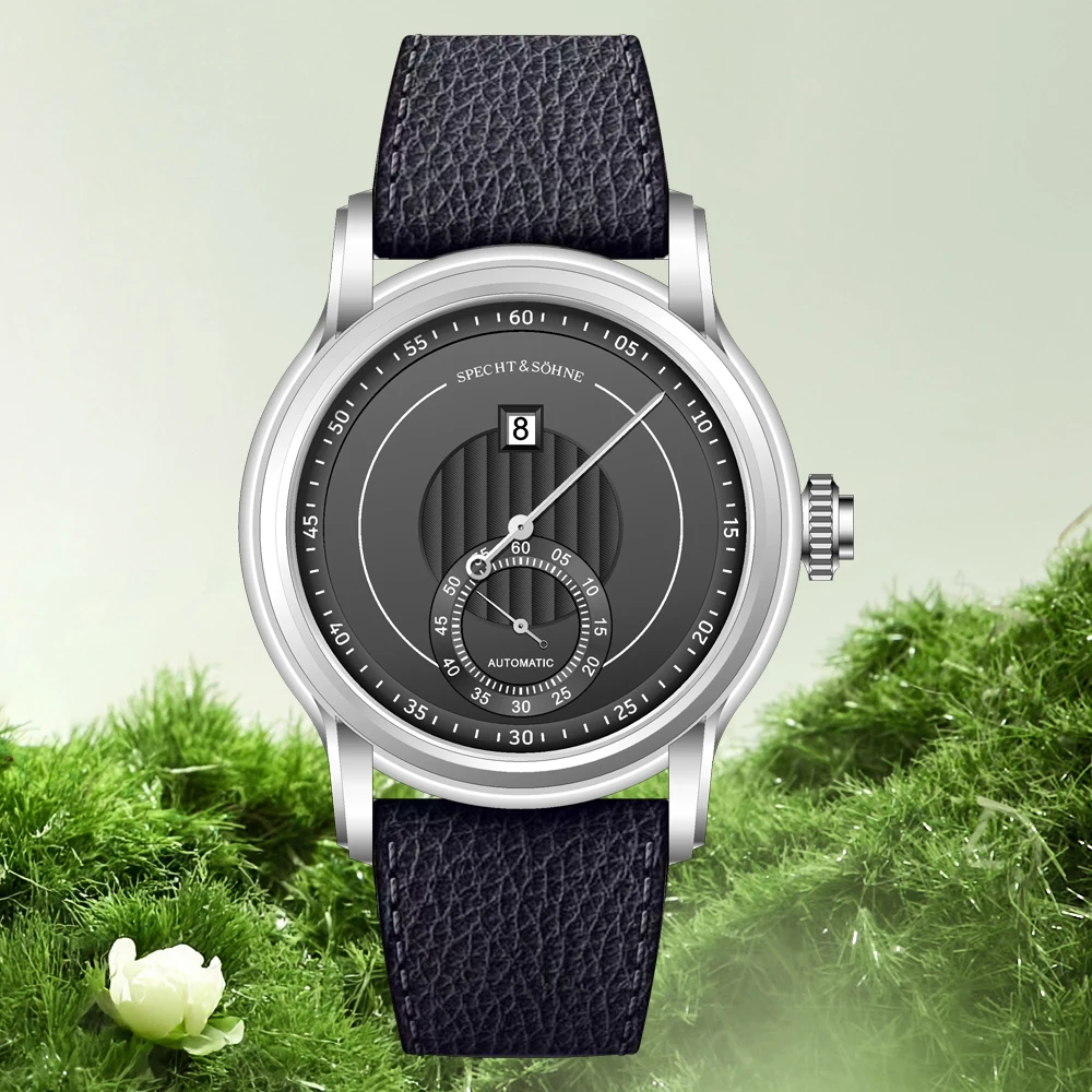 Relojes de pulsera mecánicos automáticos de lujo Specht & Söhne Jump Hour 2026 para hombre, con cristal de zafiro y acero inoxidable.