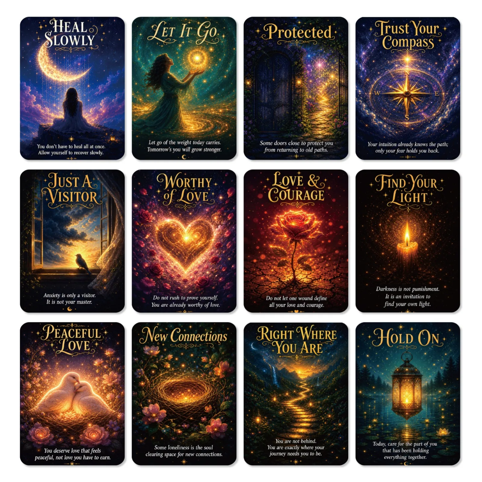 50 Tarjetas de Oráculo Espirituales Cósmicas, Cielo Estrellado, Energía Positiva, Deseos, Meditación, Inspiración, Estilo Tarot