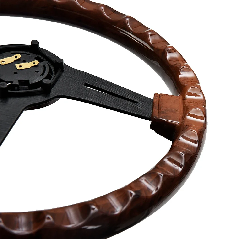 Volante Deportivo Universal de 14 Pulgadas con Acabado de Madera, 350 mm, Estilo Retro, Profundo, para Drifting