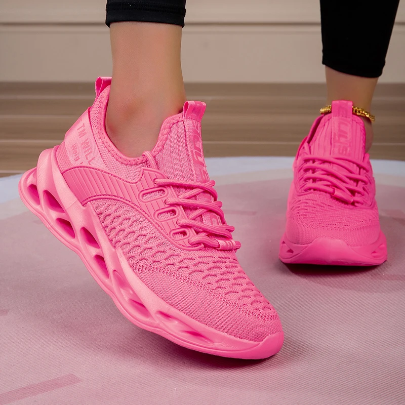 2025 zapatillas de deporte informales rojas de moda, zapatos de hoja para hombres y mujeres, talla grande 45, zapatos deportivos ligeros y transpirables para hombres, zapatillas deportivas de malla para correr