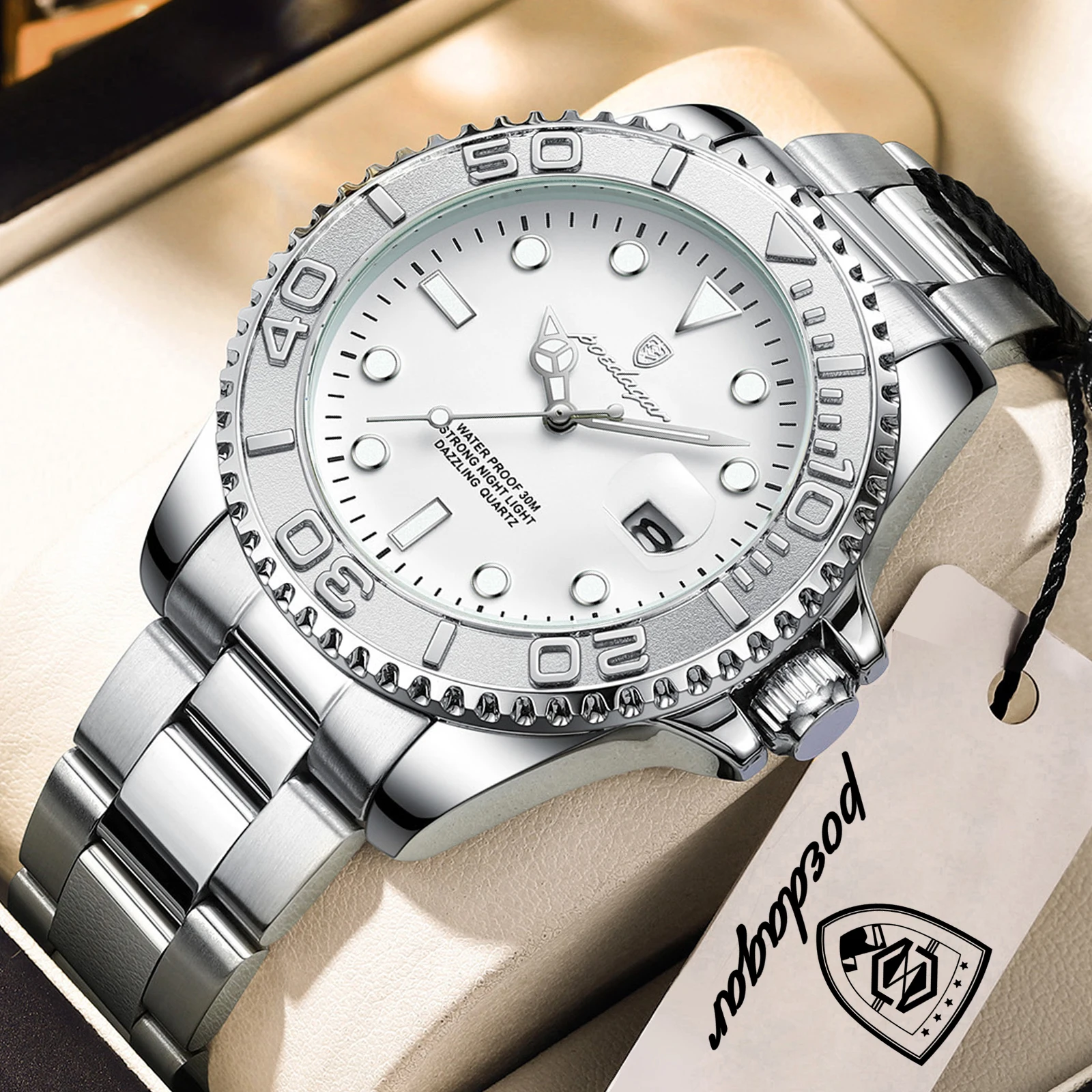 Reloj de Pulsera POEDAGAR Casual para Hombre, Resistente al Agua, Luminoso, con Fecha, Reloj de Acero Inoxidable, Clásico, de Cuarzo
