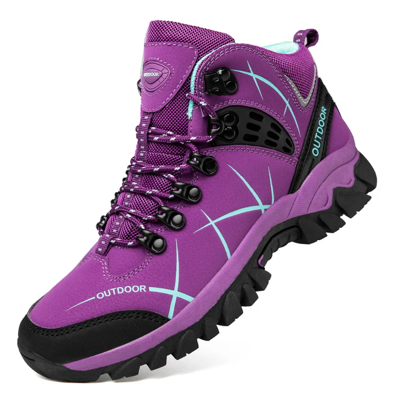 Otoño Invierno mujer cuero botines al aire libre zapatos de senderismo Trekking montaña zapatillas seguimiento Treking felpa cálido