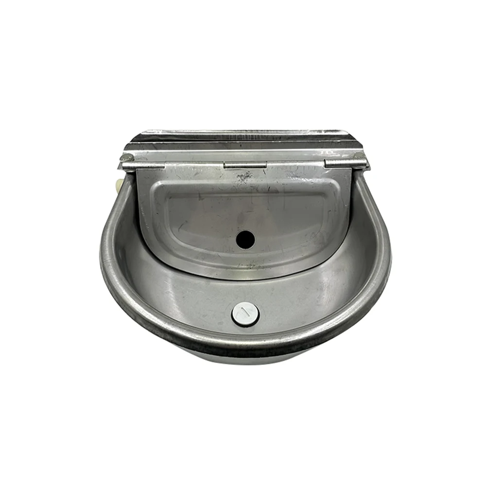 Cuenco de agua de acero inoxidable 304 con orificio de drenaje para bebida, flotador automático para granja, caballo, vaca, suministros para ovejas, perros, mascotas, cabras y ganado