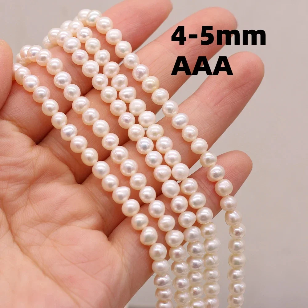 Perlas naturales de agua dulce AAA + de 4-5mm, cuentas espaciadoras de perlas redondas blancas para fabricación de joyería, accesorios para pulseras y collares DIY, regalo
