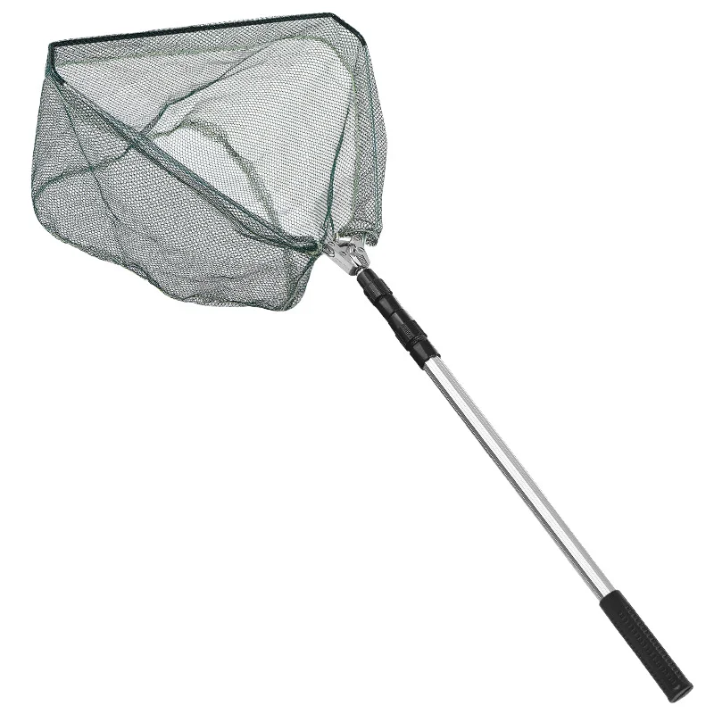 Red de Pesca con Mango Telescópico de Aleación de Aluminio, Plegable, con Malla Segura para Capturar y Soltar Peces
