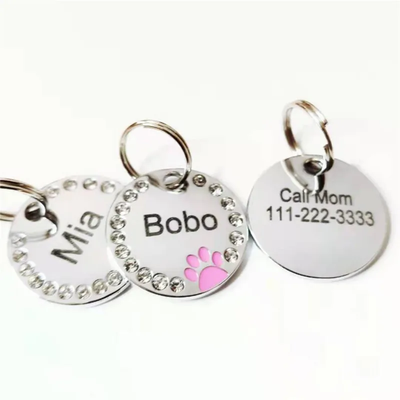 Etiqueta de identificación personalizada para perros y gatos, accesorios de Collar para mascotas, grabado personalizado, nombre de dirección