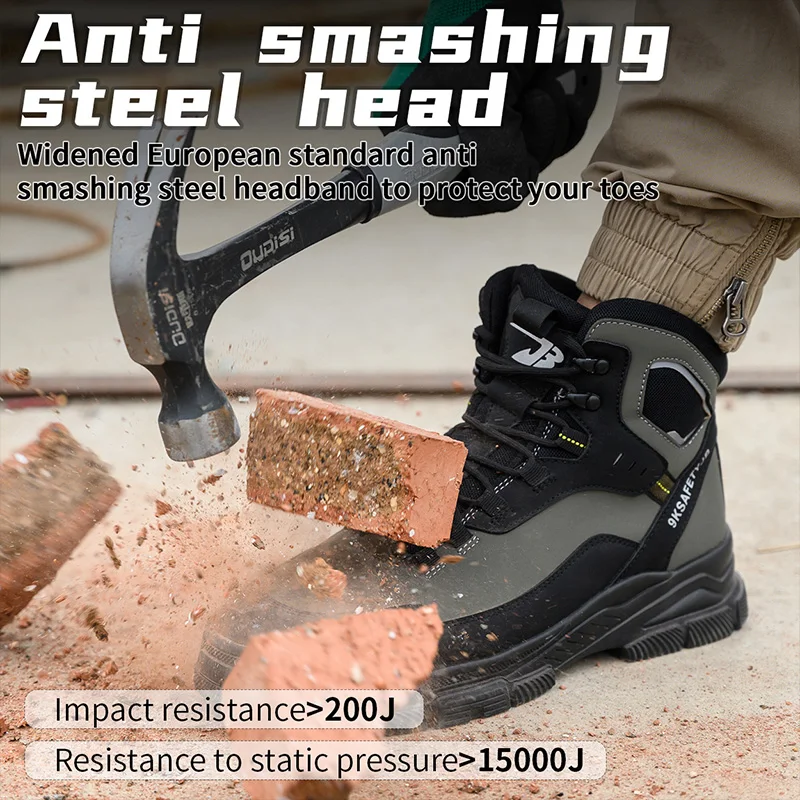 Zapatos de seguridad a prueba de perforaciones para hombre, zapatillas de trabajo impermeables, botas de seguridad con punta de acero, zapatos indestructibles, ligeros