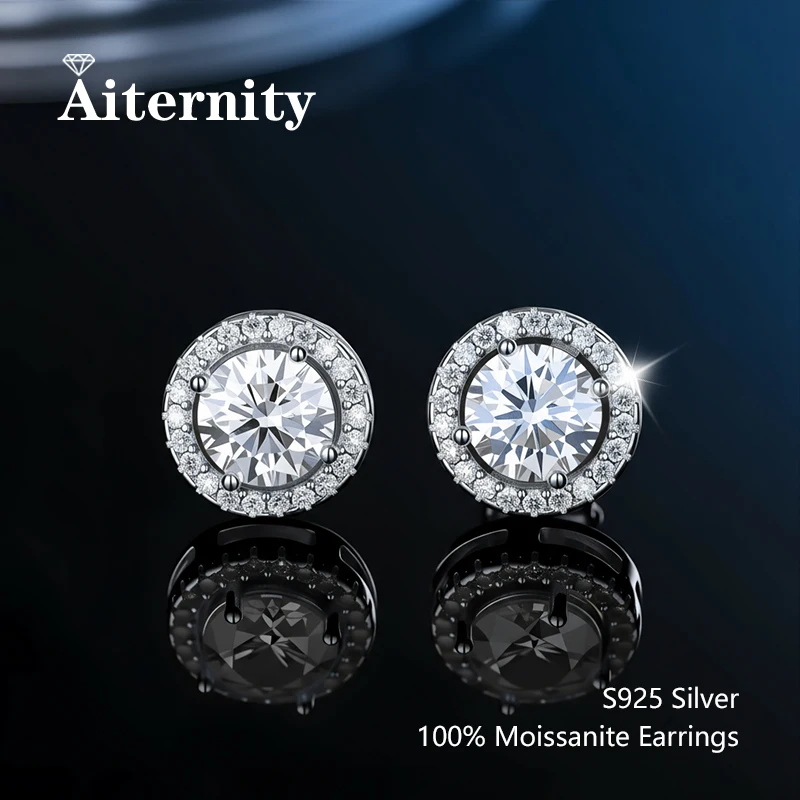 Pendientes de moissanita D VVS1 para mujer, pasan la prueba del diamante, con baño de platino S925 y 2 certificados.