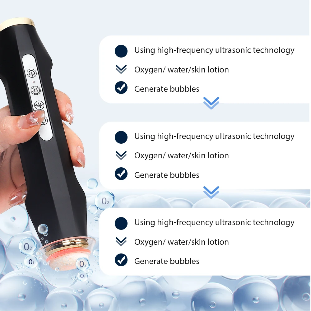 Pluma de burbuja de oxígeno portátil, máquina de burbujas de oxígeno de CO2 recargable, limpieza profunda, aceite de suciedad, queratina, arrugas suaves, blanquea la piel tierna