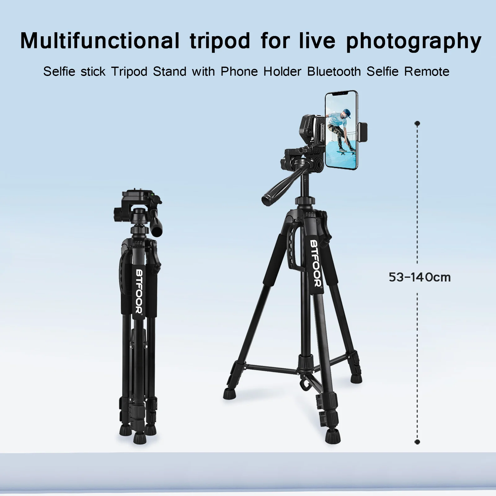 Trípode de viaje para teléfono, soporte de aluminio de 55 "y 140CM de alto con placas rápidas, cabezal panorámico de montaje para cámara Digital Canon, Nikon, DSLR y SLR