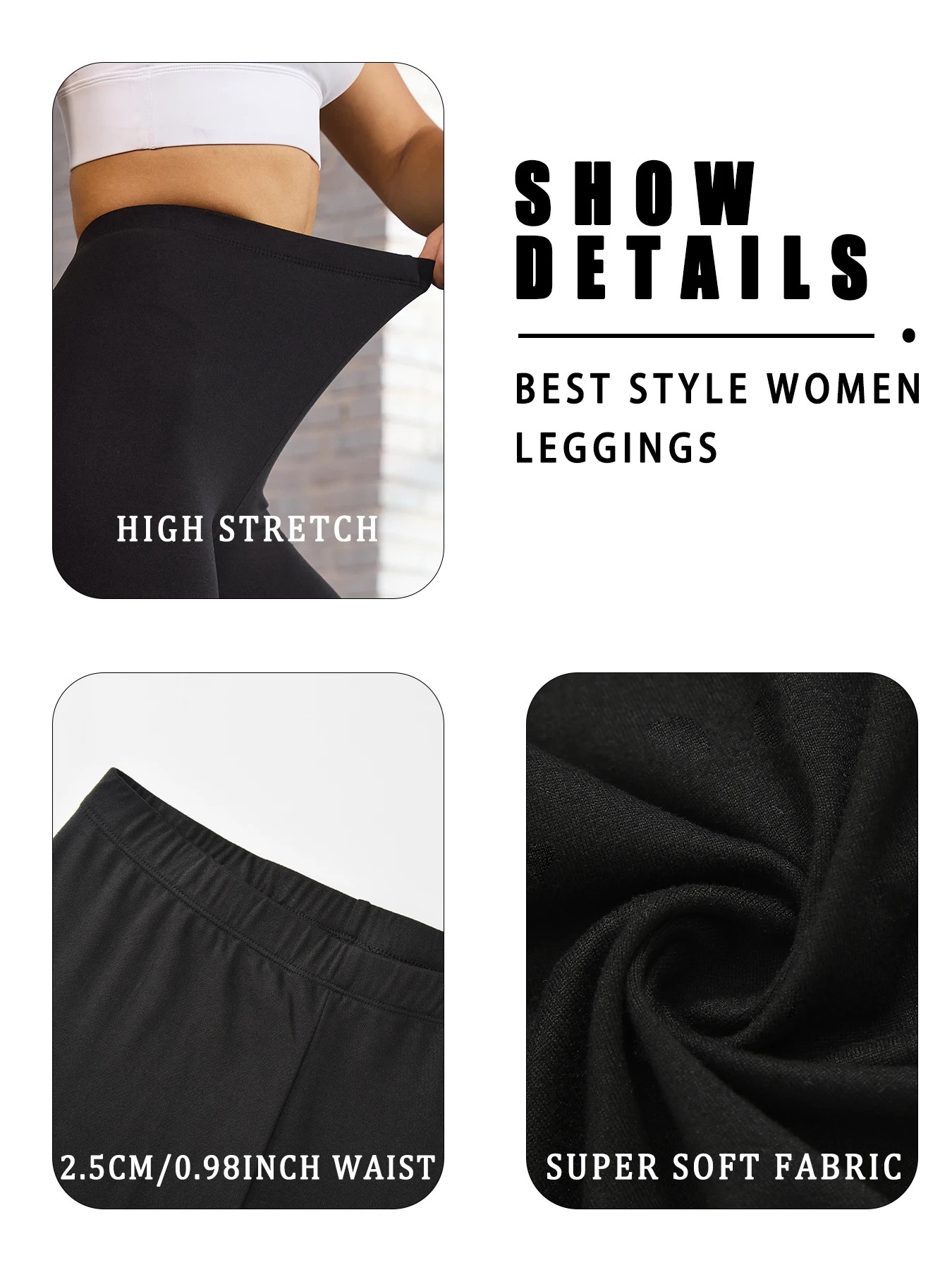 Paquete de 5 Leggings Súper Suaves para Mujer, Pantalones Elásticos que No se Transparentan, para Vestimenta Informal, para Todas las Temporadas