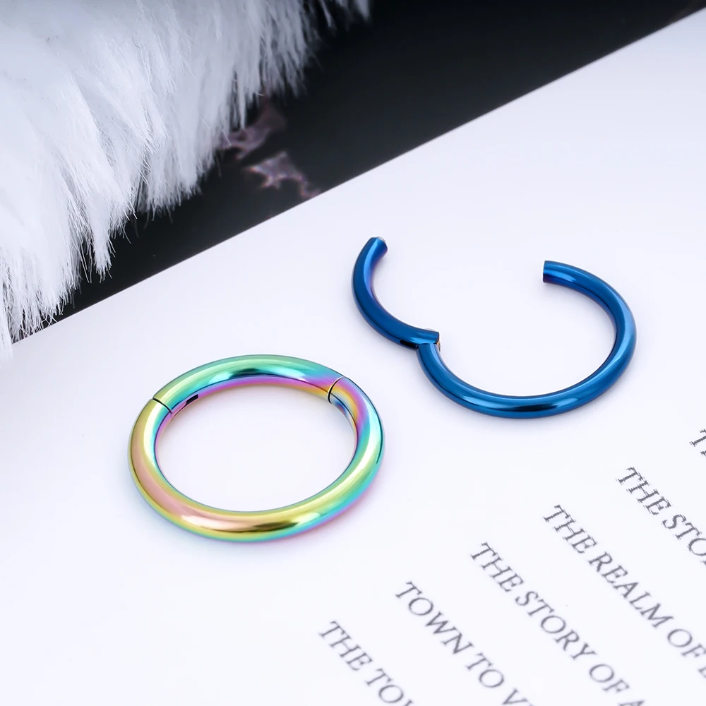 10/50PCS al por mayor, Aros redondos de titanio G23 para piercing, Anillos para la nariz, Clicker para septum, Joyería corporal para mujer, para cartílago de la oreja y tragus