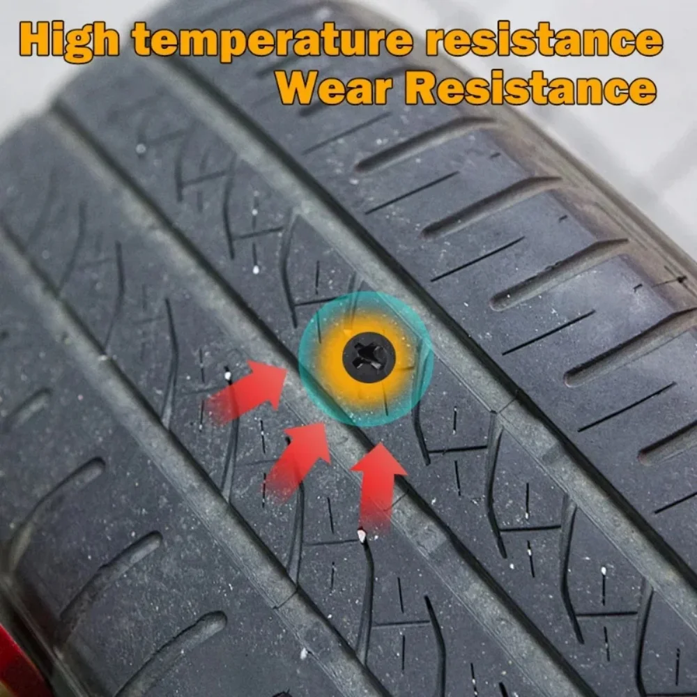 Kit de Reparación de Neumáticos Universal de 100/10 Piezas, Tornillos para Reparar Pinchazos en Neumáticos sin Cámara, Juego de Parches para Coche, Motocicleta y ATV