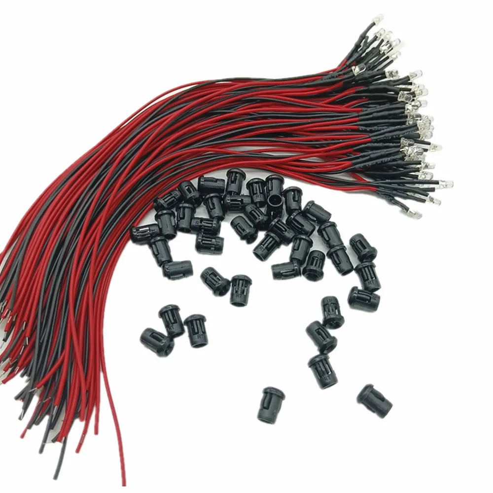 20 piezas diodos LED transparentes DC3V 5V 12V 24V 3MM 5MM 10MM para precable rojo/verde/azul/amarillo/UV/naranja/rosa/cálido/blanco/RGB