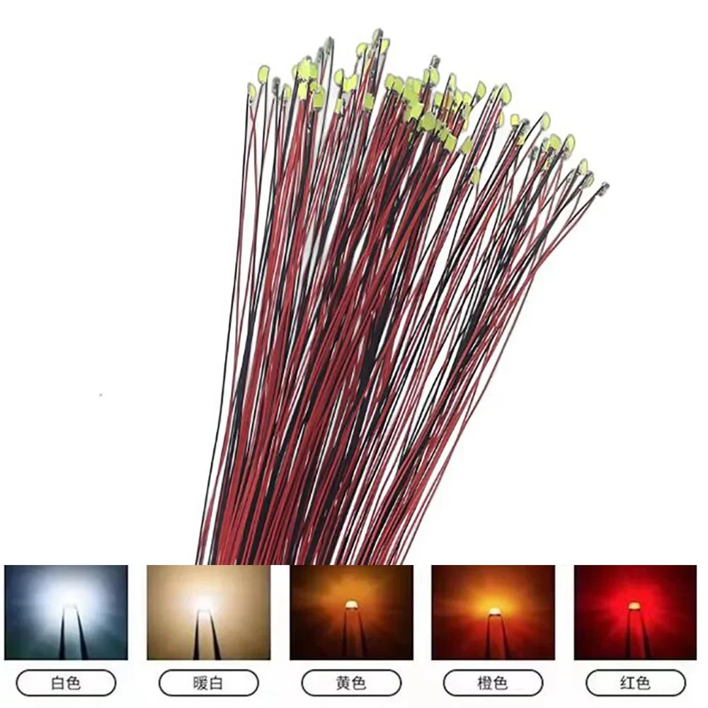 100 Piezas/Lote de Cables LED SMD 0402 0603 0805 1206 para Modelos de Trenes Escala HO N OO, Línea Roja y Negra Pre-soldada, Micro Litz para Dioramas Ferroviarios