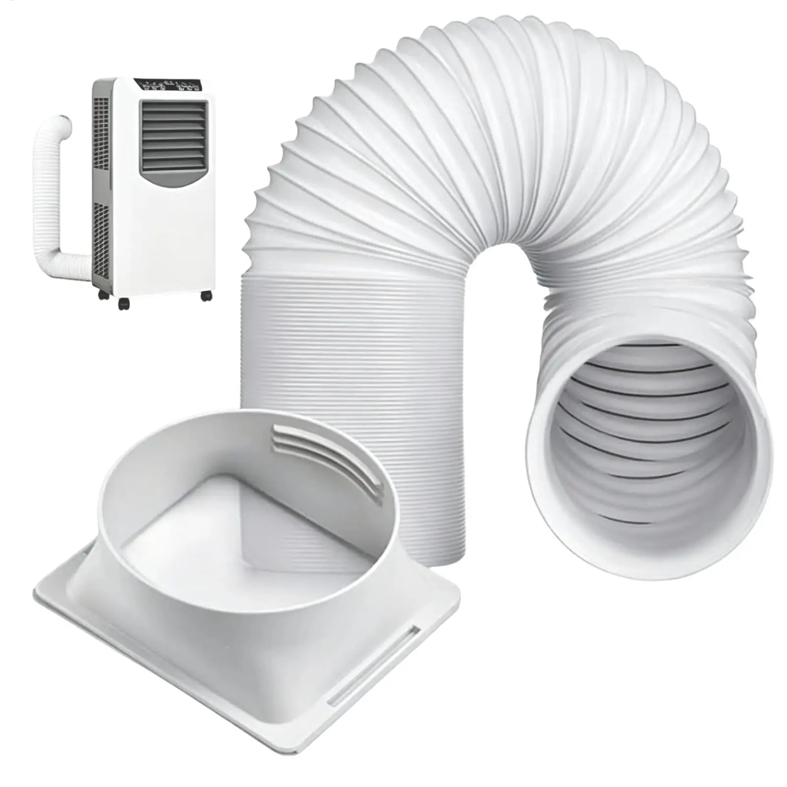 Manguera de escape portátil para aire acondicionado con conector cuadrado, longitud ajustable de 1.5-3 m, manguera de ventilación para ventana, tubo universal para aire acondicionado