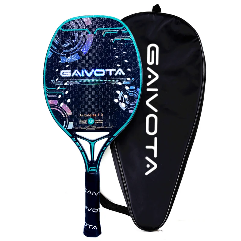 Raqueta de Tenis Playa GAIVOTA 12K Superficie Rugosa + Mochila