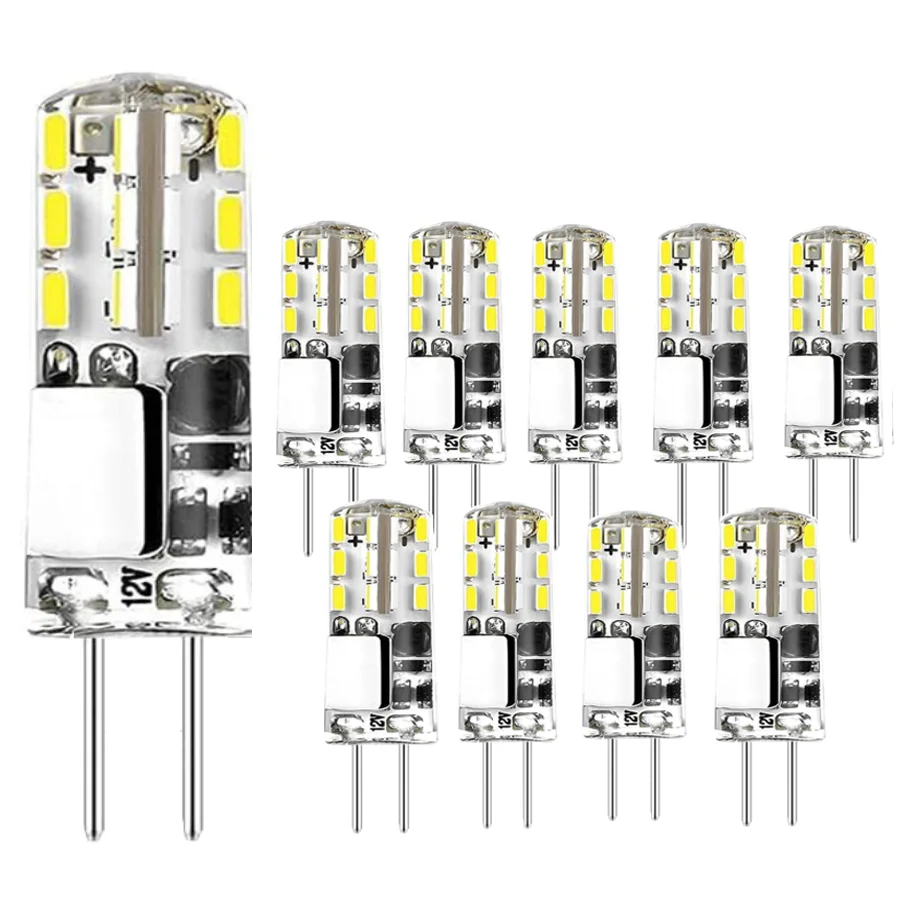 10 bombillas LED G4 de 2W 3W 5W 9W 12W 15W AC DC12V AC 220V SMD, lámpara de silicona, luz blanca cálida/blanca, ángulo de 360 grados, iluminación LED