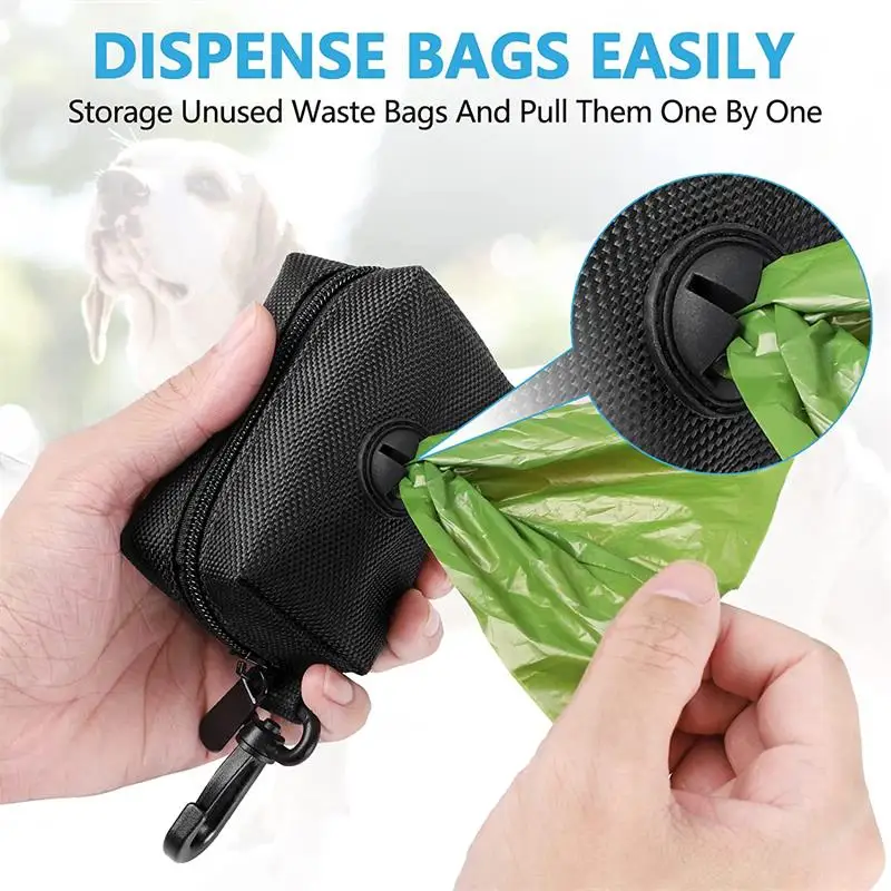 Soporte para Bolsas de Excrementos de Perro con Anclaje a Correa, Dispensador Ajustable Mini de Bolsas de Basura para Viaje, Herramientas de Limpieza para Mascotas