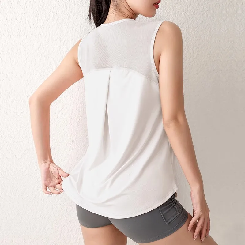 Camiseta sin mangas deportiva holgada de secado rápido para mujer, nuevo chaleco de entrenamiento de Yoga sin mangas, Top de verano para Fitness, cubierta para ejercicio para correr