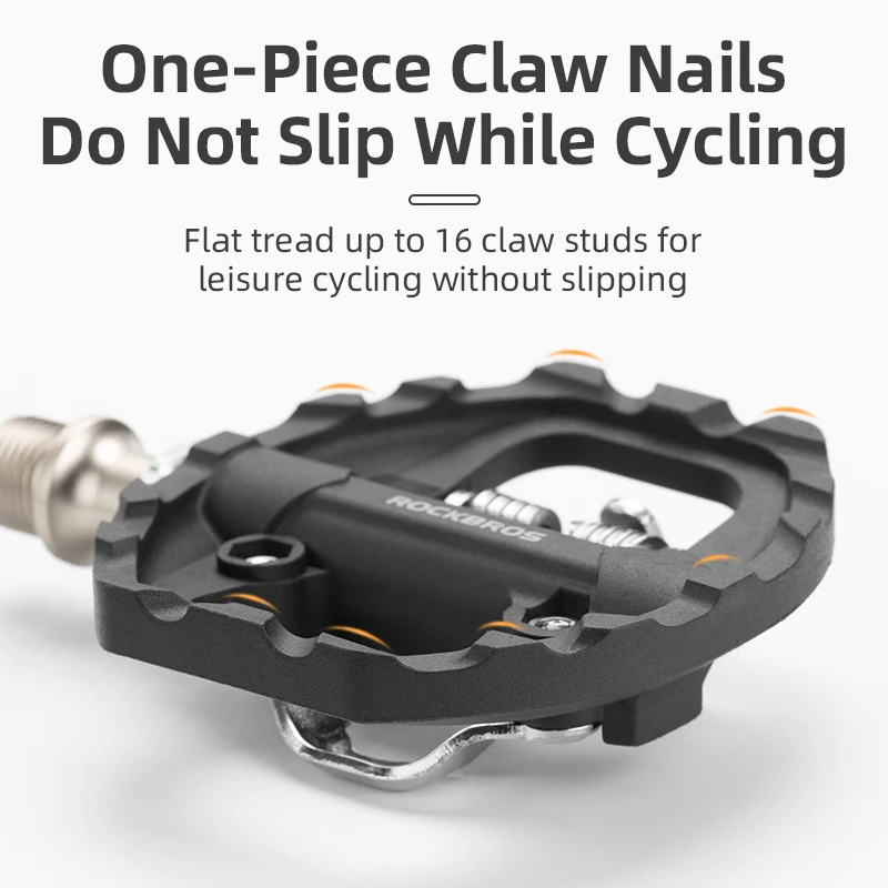 ROCKBROS Pedal de bloqueo de bicicleta 2 en 1, bloqueo antideslizante, Pedal de nailon, pedales de bicicleta de montaña, plataforma de tacos planos, accesorios para bicicleta Shimano SPD