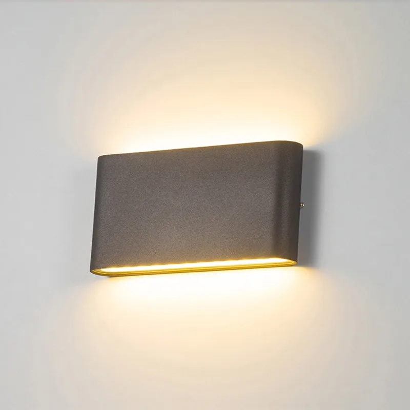 Lámpara de pared LED de 6W y 12W, iluminación de jardín impermeable para exteriores, AC86-265V de aluminio, luz de pared para interiores, dormitorio, sala de estar y escaleras
